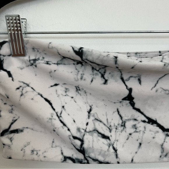 Zaful Black and White Marble High Waisted Bandeau Bikini Set XL - Picture 6 of 12